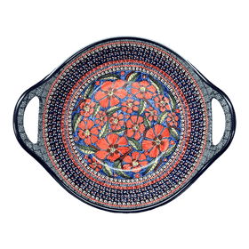 Polish Pottery Bowl, Round, Handles, 13.25" in "Exotic Reds" by Zaklady | Y1347A-ART150 Additional Image at PolishPotteryOutlet.com