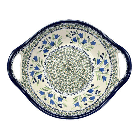 Bowl, Round, Handles, 13.25" in "Blue Tulips" by Zaklady | Y1347A-ART160