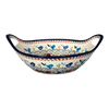 Polish Pottery Zaklady 13.25" Bowl w/ Handles (Circling Bluebirds) | Y1347A-ART214 at PolishPotteryOutlet.com