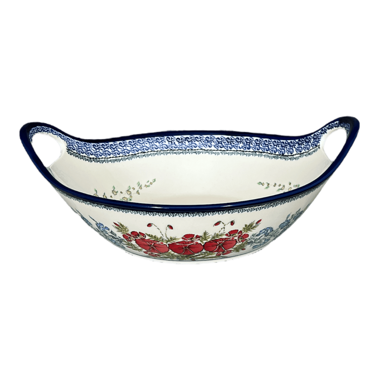 Bowl, Round, Handles, 13.25" in "Floral Crescent" by Zaklady | Y1347A-ART237