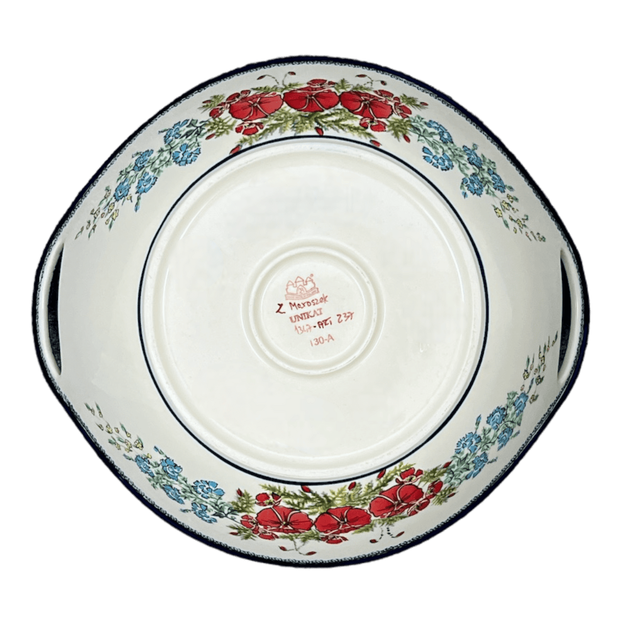 Bowl, Round, Handles, 13.25" in "Floral Crescent" by Zaklady | Y1347A-ART237