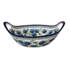 Polish Pottery Zaklady 13.25" Bowl w/ Handles (Pansies in Bloom) | Y1347A-ART277 at PolishPotteryOutlet.com