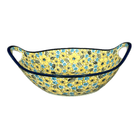 A picture of a Polish Pottery Zaklady 13.25" Bowl w/ Handles (Sunny Meadow) | Y1347A-ART332 as shown at PolishPotteryOutlet.com/products/13-25-bowl-w-handles-sunny-meadow-y1347a-art332