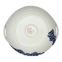 A picture of a Polish Pottery Zaklady 13.25" Bowl w/ Handles (Blue Floral Vines) | Y1347A-D1210A as shown at PolishPotteryOutlet.com/products/13-25-bowl-w-handles-blue-floral-vines-y1347a-d1210a