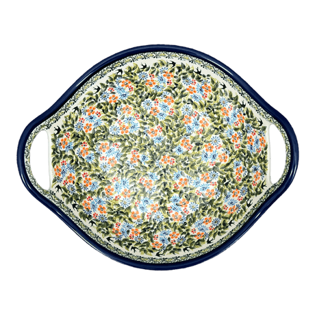 Bowl, Round, Handles, 13.25" in "Floral Swallows" by Zaklady | Y1347A-DU182