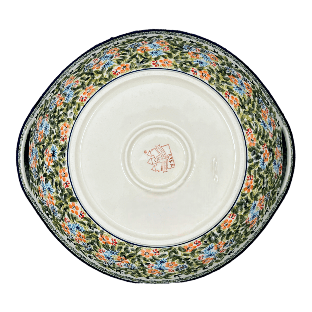 Bowl, Round, Handles, 13.25" in "Floral Swallows" by Zaklady | Y1347A-DU182