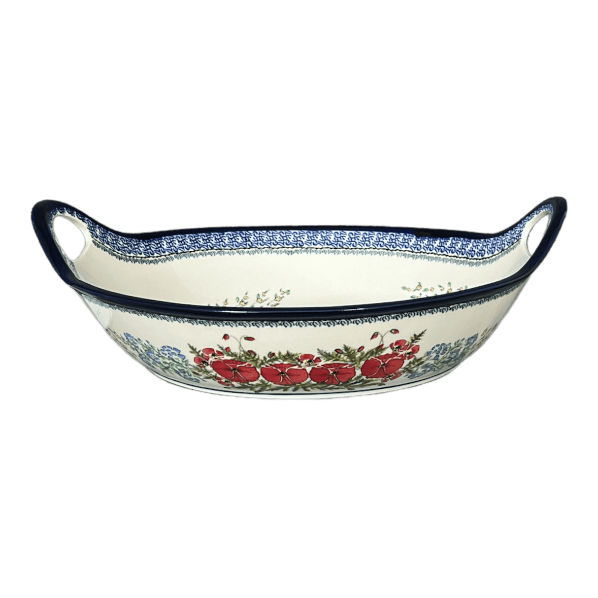 Bowl, Round, Handles, 15" in "Floral Crescent" by Zaklady | Y1348A-ART237