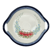A picture of a Polish Pottery Zaklady 15" Bowl With Handles (Floral Crescent) | Y1348A-ART237 as shown at PolishPotteryOutlet.com/products/15-bowl-with-handles-floral-crescent-y1348a-art237