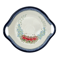 A picture of a Polish Pottery Bowl, Round, Handles, 15" in "Floral Crescent" by Zaklady | Y1348A-ART237 as shown at PolishPotteryOutlet.com/products/15-bowl-with-handles-floral-crescent-y1348a-art237