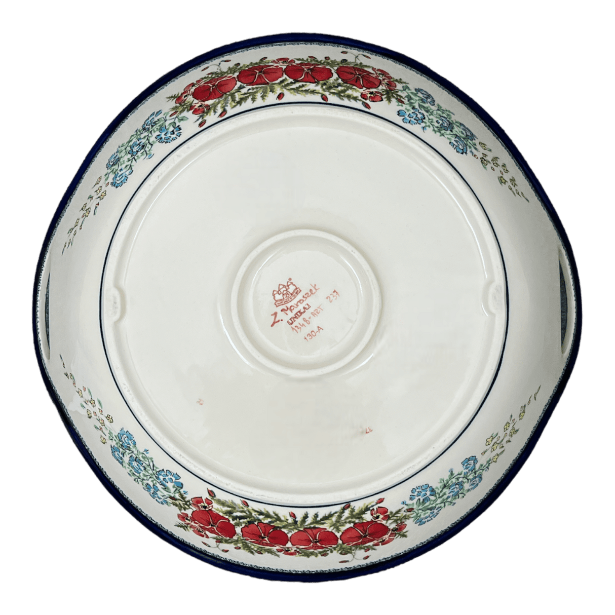 Bowl, Round, Handles, 15" in "Floral Crescent" by Zaklady | Y1348A-ART237