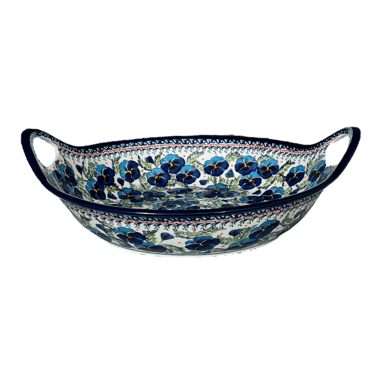 Bowl, Round, Handles, 15" in "Pansies in Bloom" by Zaklady | Y1348A-ART277