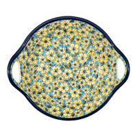 A picture of a Polish Pottery Zaklady 15" Bowl With Handles (Sunny Meadow) | Y1348A-ART332 as shown at PolishPotteryOutlet.com/products/15-bowl-with-handles-sunny-meadow-y1348a-art332