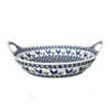 Polish Pottery 15" Bowl With Handles (Rooster Blues) | Y1348A-D1149 at PolishPotteryOutlet.com