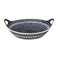A picture of a Polish Pottery Zaklady 15" Bowl With Handles (Floral Pine) | Y1348A-D914 as shown at PolishPotteryOutlet.com/products/15-bowl-with-handles-floral-pine-y1348a-d914