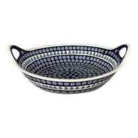 A picture of a Polish Pottery Zaklady 15" Bowl With Handles (Floral Pine) | Y1348A-D914 as shown at PolishPotteryOutlet.com/products/15-bowl-with-handles-floral-pine-y1348a-d914