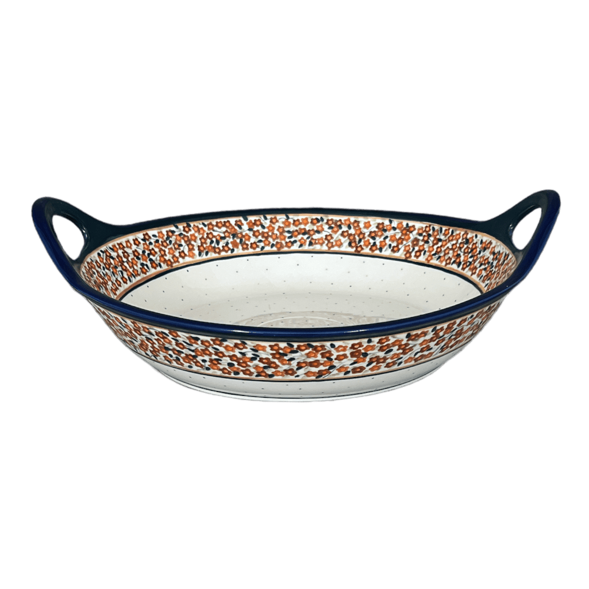 Bowl, Round, Handles, 15" in "Orange Wreath" by Zaklady | Y1348A-DU52