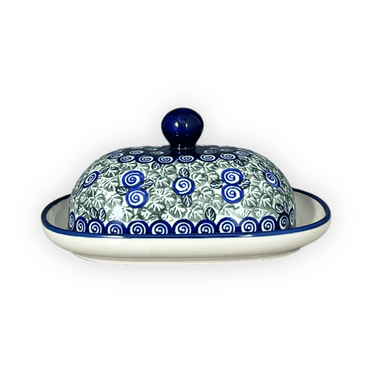 Butter Dish, Large, 6" x 8" in "Circling Bluebirds" by Zaklady | Y1394-ART214