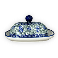 A picture of a Polish Pottery Butter Dish, Large, 6" x 8" in "Spring Swirl" by Zaklady | Y1394-A1073A as shown at PolishPotteryOutlet.com/products/6-x-8-large-butterdish-spring-swirl-y1394-a1073a