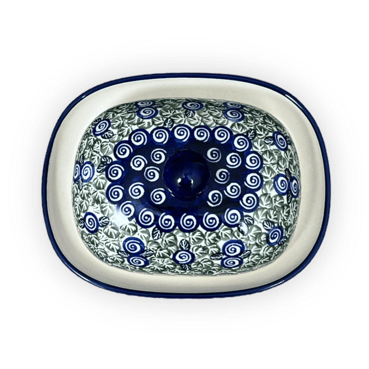 Butter Dish, Large, 6" x 8" in "Circling Bluebirds" by Zaklady | Y1394-ART214