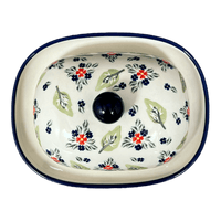 A picture of a Polish Pottery Butter Dish, Large, 6" x 8" in "Mountain Flower" by Zaklady | Y1394-A1109A as shown at PolishPotteryOutlet.com/products/large-zaklady-butterdish-mistletoe-y1394-a1109a