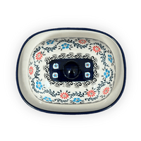A picture of a Polish Pottery Large Zaklady Butter Dish (Climbing Aster) | Y1394-A1145A as shown at PolishPotteryOutlet.com/products/large-zaklady-butter-dish-climbing-aster-y1394-a1145a
