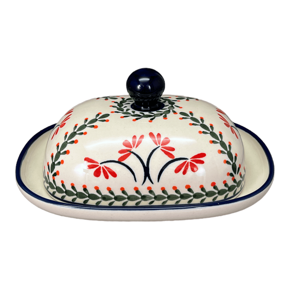 Butter Dish, Large, 6" x 8" in "Scarlet Stitch" by Zaklady | Y1394-A1158A