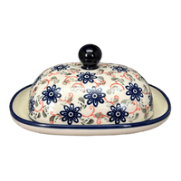 Butter Crock (Blue Floral Vines)  Y1512-D1210A - The Polish Pottery Outlet