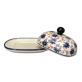 Polish Pottery Large Zaklady Butter Dish (Swirling Flowers) | Y1394-A1197A Additional Image at PolishPotteryOutlet.com