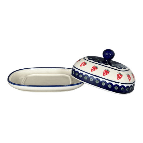 Butter Dish, Large, 6" x 8" in "Strawberry Dot" by Zaklady | Y1394-A310A