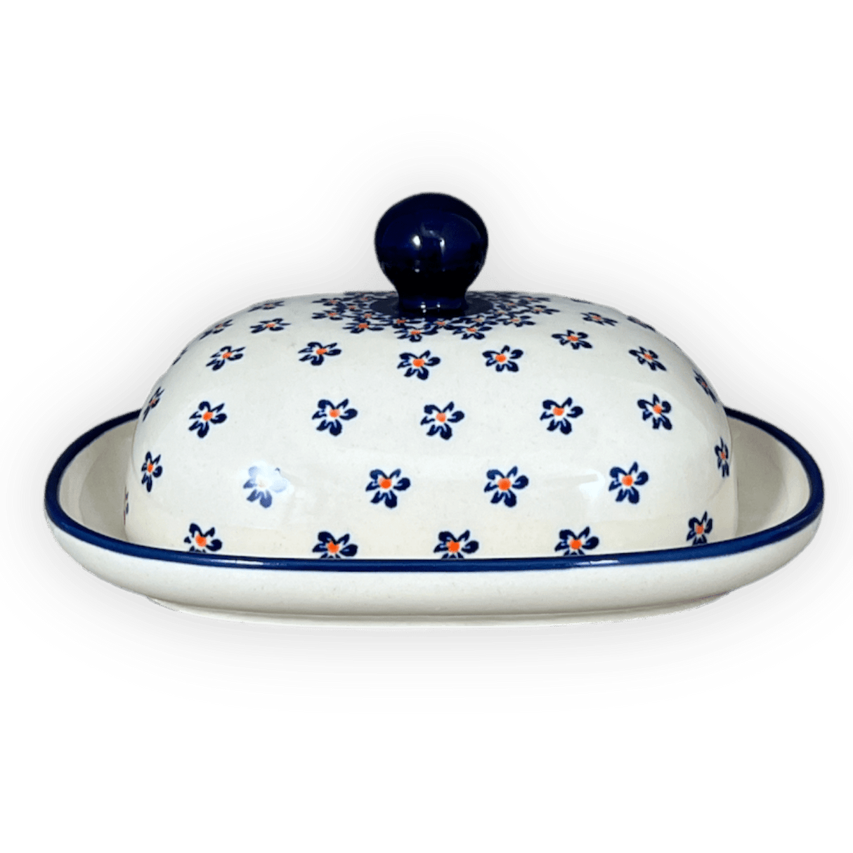 Butter Dish, Large, 6" x 8" in "Falling Blue Daisies" by Zaklady | Y1394-A882A