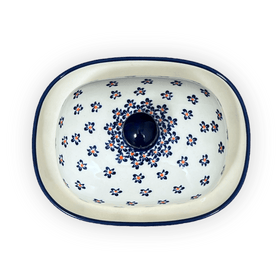 Polish Pottery Large Zaklady Butter Dish (Falling Blue Daisies) | Y1394-A882A Additional Image at PolishPotteryOutlet.com