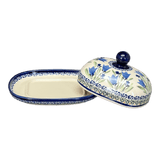 Butter Dish, Large, 6" x 8" in "Blue Tulips" by Zaklady | Y1394-ART160