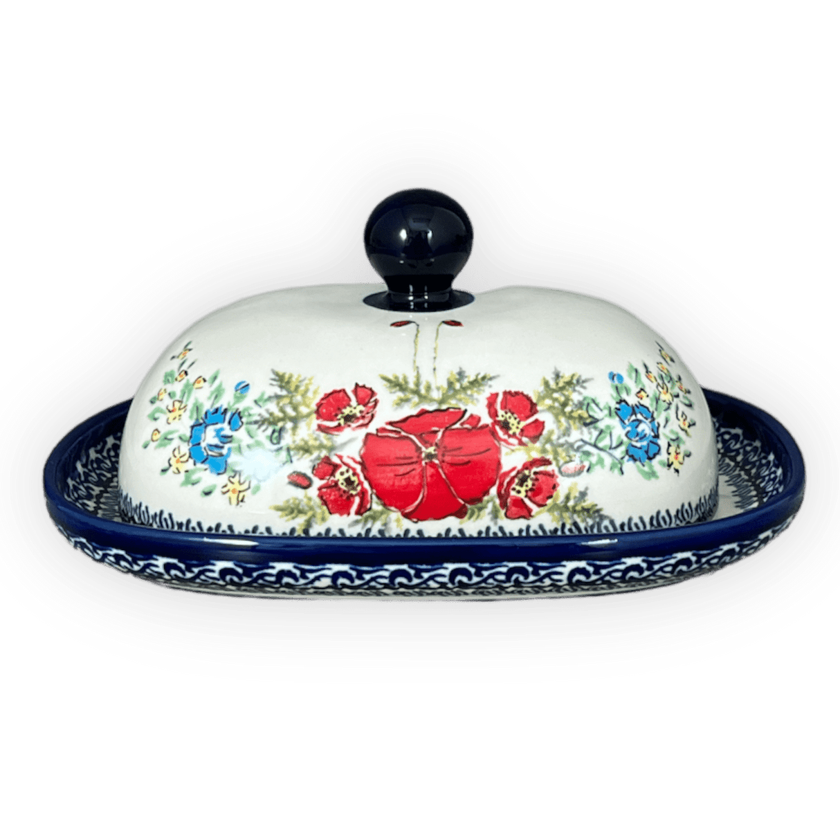 Butter Dish, Large, 6" x 8" in "Floral Crescent" by Zaklady | Y1394-ART237