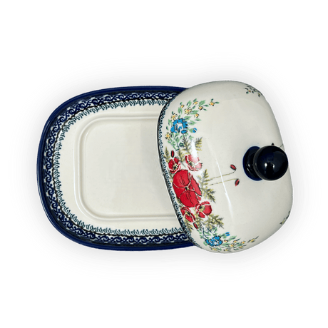 Butter Dish, Large, 6" x 8" in "Floral Crescent" by Zaklady | Y1394-ART237