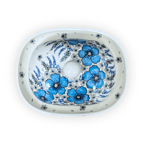 Polish Pottery Large Zaklady Butter Dish (Something Blue) | Y1394-ART374 Additional Image at PolishPotteryOutlet.com