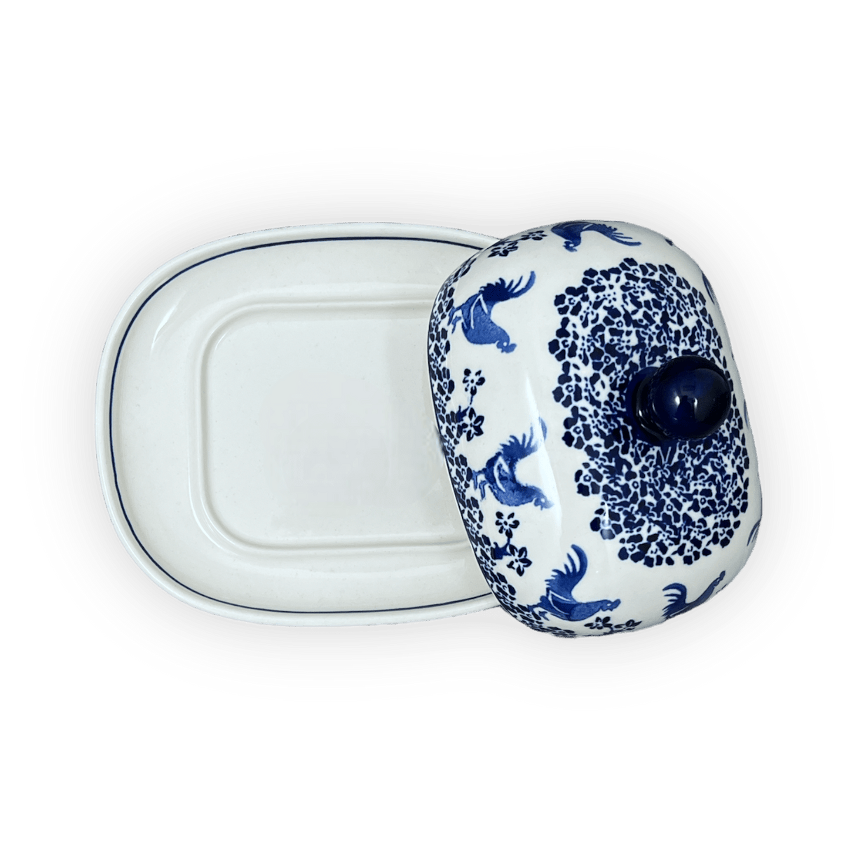 Butter Dish, Large, 6" x 8" in "Rooster Blues" by Zaklady | Y1394-D1149