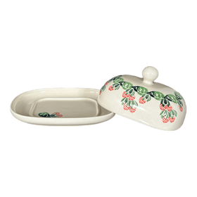 Polish Pottery Large Zaklady Butter Dish (Raspberry Delight) | Y1394-D1170 Additional Image at PolishPotteryOutlet.com