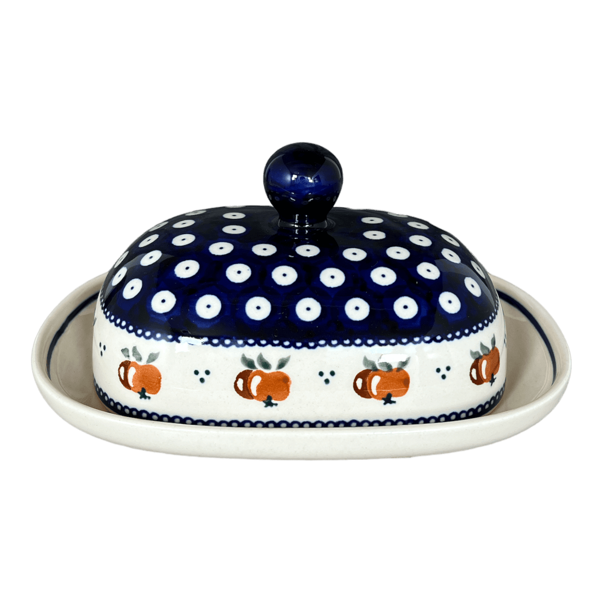 Butter Dish, Large, 6" x 8" in "Persimmon Dot" by Zaklady | Y1394-D479