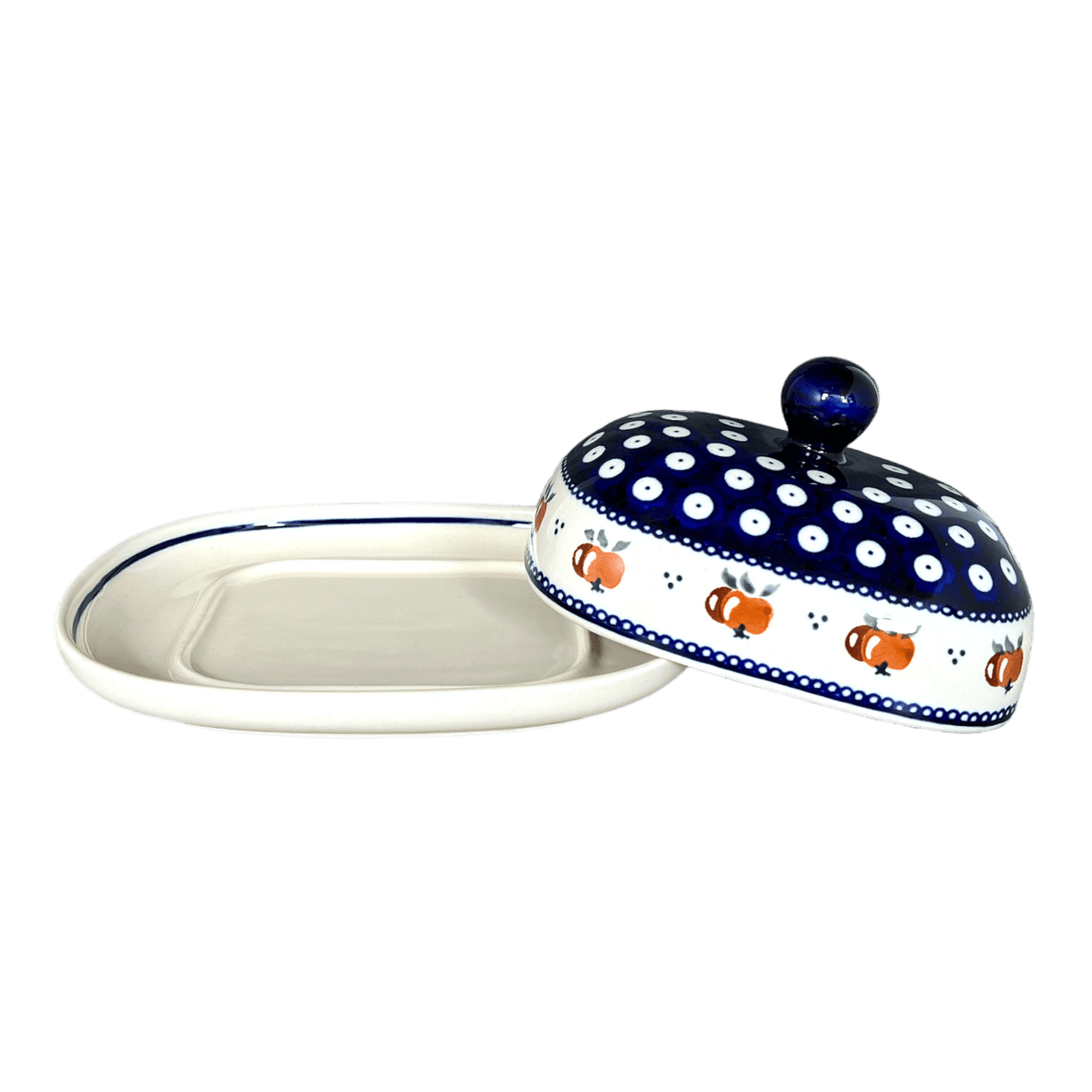 Butter Dish, Large, 6" x 8" in "Persimmon Dot" by Zaklady | Y1394-D479