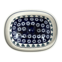 A picture of a Polish Pottery Large Zaklady Butter Dish (Floral Pine) | Y1394-D914 as shown at PolishPotteryOutlet.com/products/6-x-8-large-butterdish-floral-pine-y1394-d914