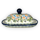 Butter Dish, Large, 6" x 8" in "Floral Swallows" by Zaklady | Y1394-DU182