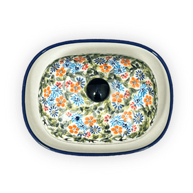Polish Pottery Large Zaklady Butter Dish (Floral Swallows) | Y1394-DU182 Additional Image at PolishPotteryOutlet.com