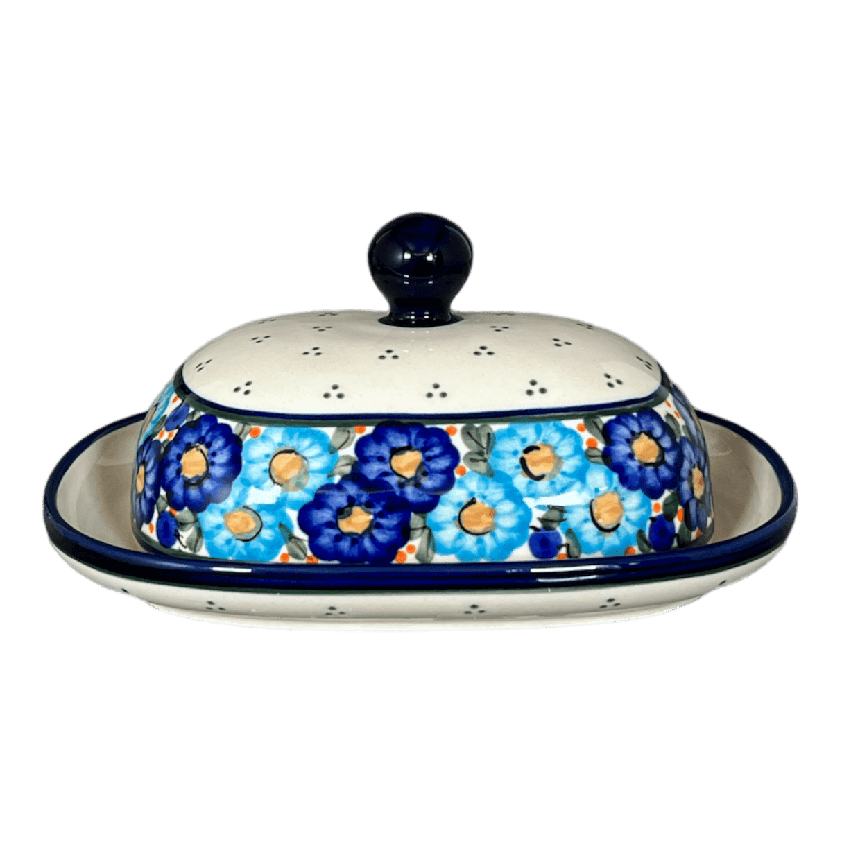 Butter Dish, Large, 6" x 8" in "Garden Party Blues" by Zaklady | Y1394-DU50