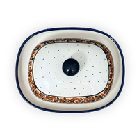 A picture of a Polish Pottery Butter Dish, Large, 6" x 8" in "Orange Wreath" by Zaklady | Y1394-DU52 as shown at PolishPotteryOutlet.com/products/6-x-8-large-butterdish-du52-y1394-du52