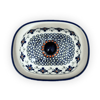 A picture of a Polish Pottery Butter Dish, Large, 6" x 8" in "Emerald Mosaic" by Zaklady | Y1394-DU60 as shown at PolishPotteryOutlet.com/products/6-x-8-large-butterdish-emerald-mosaic-y1394-du60