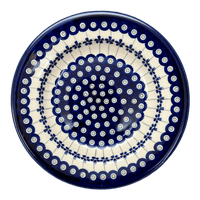 A picture of a Polish Pottery Zaklady Soup Plate (Petite Floral Peacock) | Y1419A-A166A as shown at PolishPotteryOutlet.com/products/9-25-soup-plate-petite-floral-peacock-y1419a-a166a