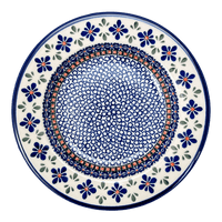 A picture of a Polish Pottery Zaklady Soup Plate (Blue Mosaic Flower) | Y1419A-A221A as shown at PolishPotteryOutlet.com/products/soup-plate-blue-mosaic-flower-y1419a-a221a