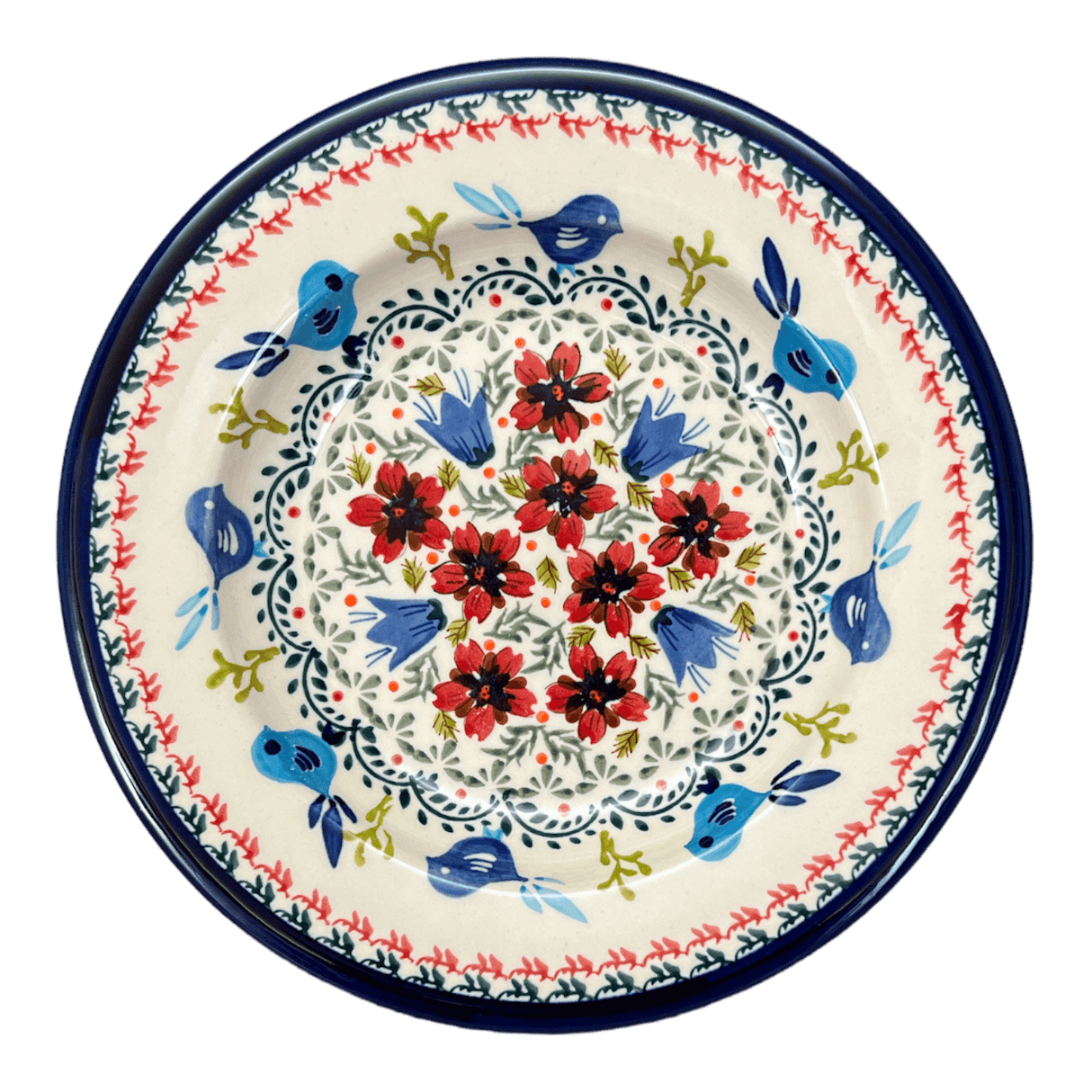 Plate, Round, Soup, 9.25" in "Circling Bluebirds" by Zaklady | Y1419A-ART214