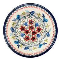 A picture of a Polish Pottery Zaklady Soup Plate (Circling Bluebirds) | Y1419A-ART214 as shown at PolishPotteryOutlet.com/products/soup-plate-circling-bluebirds-y1419a-art214