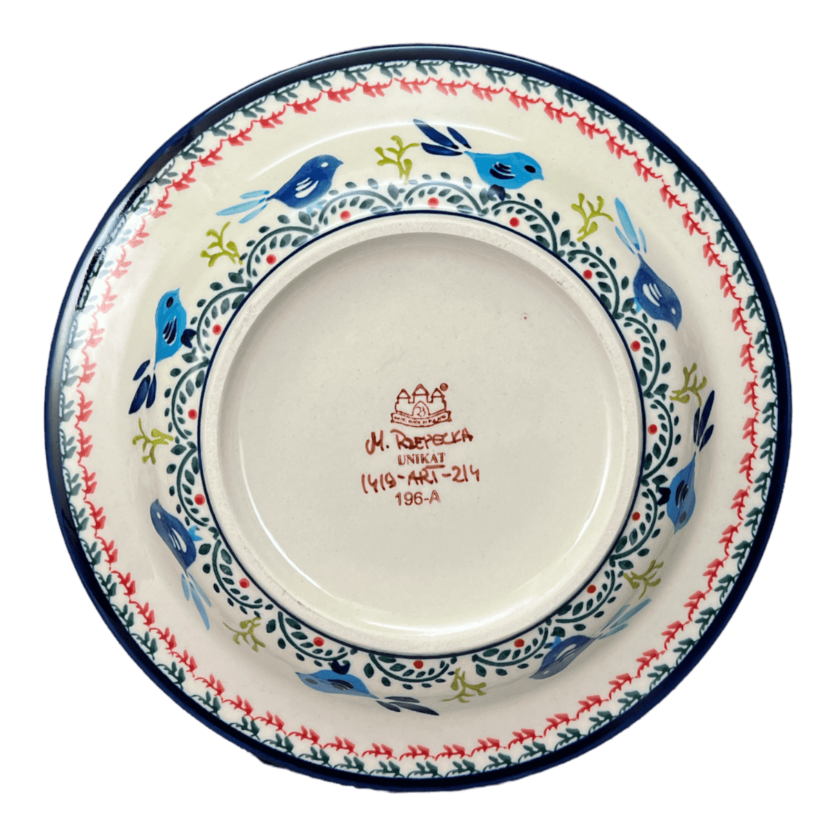 Plate, Round, Soup, 9.25" in "Circling Bluebirds" by Zaklady | Y1419A-ART214